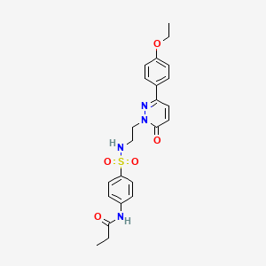 molecular formula C23H26N4O5S B2522961 N-(4-(N-(2-(3-(4-ethoxyphenyl)-6-oxopyridazin-1(6H)-yl)ethyl)sulfamoyl)phenyl)propionamide CAS No. 921881-32-5