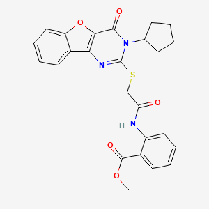 Methyl 2-(2-((3-cyclopentyl-4-oxo-3,4-dihydrobenzofuro[3,2-d]pyrimidin-2-yl)thio)acetamido)benzoate