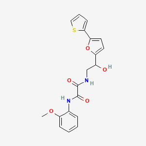 molecular formula C19H18N2O5S B2522995 N-{2-hydroxy-2-[5-(thiophen-2-yl)furan-2-yl]ethyl}-N'-(2-methoxyphenyl)ethanediamide CAS No. 2319849-90-4