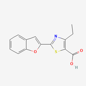 molecular formula C14H11NO3S B2523022 2-(1-Benzofuran-2-YL)-4-ethyl-1,3-thiazole-5-carboxylic acid CAS No. 1983362-44-2