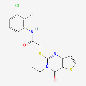 molecular formula C17H16ClN3O2S2 B2523027 N-(3-chloro-2-methylphenyl)-2-({3-ethyl-4-oxo-3H,4H-thieno[3,2-d]pyrimidin-2-yl}sulfanyl)acetamide CAS No. 1252926-23-0