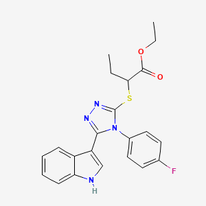 molecular formula C22H21FN4O2S B2523050 ethyl 2-{[4-(4-fluorophenyl)-5-(1H-indol-3-yl)-4H-1,2,4-triazol-3-yl]sulfanyl}butanoate CAS No. 946359-85-9