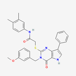 molecular formula C30H28N4O3S B2523052 N-(3,4-dimethylphenyl)-2-({3-[(3-methoxyphenyl)methyl]-4-oxo-7-phenyl-3H,4H,5H-pyrrolo[3,2-d]pyrimidin-2-yl}sulfanyl)acetamide CAS No. 1794746-52-3