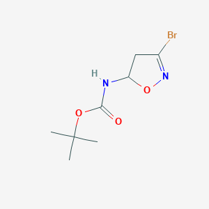 molecular formula C8H13BrN2O3 B2523065 tert-butylN-(3-bromo-4,5-dihydro-1,2-oxazol-5-yl)carbamate CAS No. 2089445-52-1
