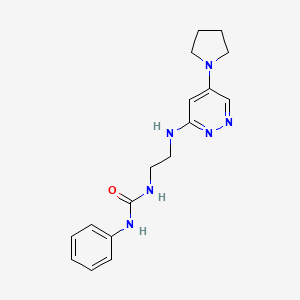 B2523127 1-Phenyl-3-(2-((5-(pyrrolidin-1-yl)pyridazin-3-yl)amino)ethyl)urea CAS No. 1797250-07-7