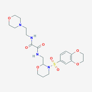 molecular formula C21H30N4O8S B2523161 N-{[3-(2,3-dihydro-1,4-benzodioxine-6-sulfonyl)-1,3-oxazinan-2-yl]methyl}-N'-[2-(morpholin-4-yl)ethyl]ethanediamide CAS No. 872881-53-3