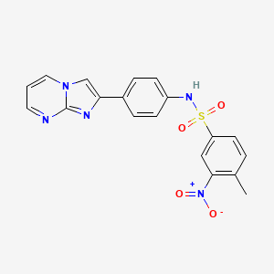 molecular formula C19H15N5O4S B2523190 N-(4-{imidazo[1,2-a]pyrimidin-2-yl}phenyl)-4-methyl-3-nitrobenzene-1-sulfonamide CAS No. 836663-39-9