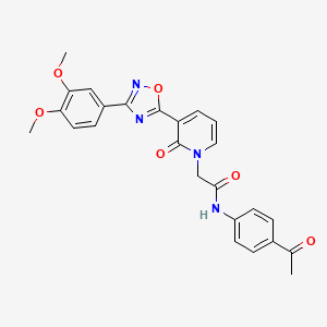 molecular formula C25H22N4O6 B2523258 N-(4-acetylphenyl)-2-{3-[3-(3,4-dimethoxyphenyl)-1,2,4-oxadiazol-5-yl]-2-oxo-1,2-dihydropyridin-1-yl}acetamide CAS No. 1105225-69-1