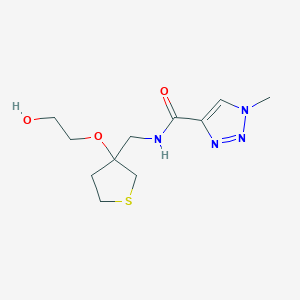 molecular formula C11H18N4O3S B2523263 N-{[3-(2-hydroxyethoxy)thiolan-3-yl]methyl}-1-methyl-1H-1,2,3-triazole-4-carboxamide CAS No. 2320514-69-8