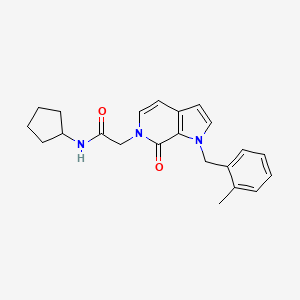 molecular formula C22H25N3O2 B2523278 N-cyclopentyl-2-{1-[(2-methylphenyl)methyl]-7-oxo-1H,6H,7H-pyrrolo[2,3-c]pyridin-6-yl}acetamide CAS No. 1286722-08-4