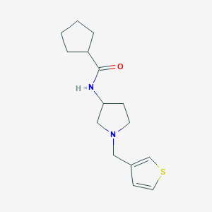 molecular formula C15H22N2OS B2523327 N-{1-[(thiophen-3-yl)methyl]pyrrolidin-3-yl}cyclopentanecarboxamide CAS No. 2097859-80-6