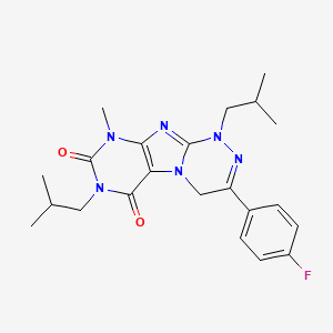 molecular formula C22H27FN6O2 B2523366 3-(4-fluorophenyl)-1,7-diisobutyl-9-methyl-7,9-dihydro-[1,2,4]triazino[3,4-f]purine-6,8(1H,4H)-dione CAS No. 898449-37-1