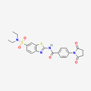 molecular formula C22H22N4O5S2 B2523369 N-[6-(diethylsulfamoyl)-1,3-benzothiazol-2-yl]-4-(2,5-dioxopyrrolidin-1-yl)benzamide CAS No. 865592-59-2