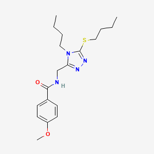 molecular formula C19H28N4O2S B2523390 N-{[4-butyl-5-(butylsulfanyl)-4H-1,2,4-triazol-3-yl]methyl}-4-methoxybenzamide CAS No. 476449-47-5
