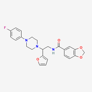 molecular formula C24H24FN3O4 B2523392 N-{2-[4-(4-fluorophenyl)piperazin-1-yl]-2-(furan-2-yl)ethyl}-2H-1,3-benzodioxole-5-carboxamide CAS No. 877632-69-4