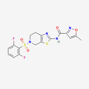 molecular formula C17H14F2N4O4S2 B2523427 N-(5-((2,6-difluorophenyl)sulfonyl)-4,5,6,7-tetrahydrothiazolo[5,4-c]pyridin-2-yl)-5-methylisoxazole-3-carboxamide CAS No. 1396851-55-0
