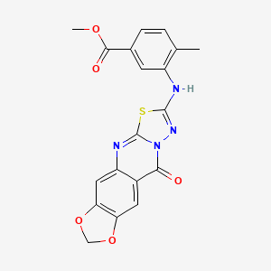 molecular formula C19H14N4O5S B2523437 methyl 4-methyl-3-((10-oxo-10H-[1,3]dioxolo[4,5-g][1,3,4]thiadiazolo[2,3-b]quinazolin-2-yl)amino)benzoate CAS No. 946253-99-2
