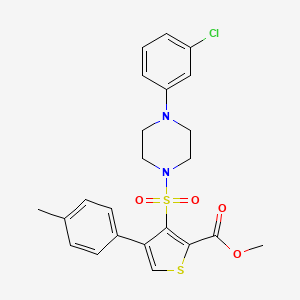 molecular formula C23H23ClN2O4S2 B2523445 Methyl 3-{[4-(3-chlorophenyl)piperazin-1-yl]sulfonyl}-4-(4-methylphenyl)thiophene-2-carboxylate CAS No. 941935-82-6