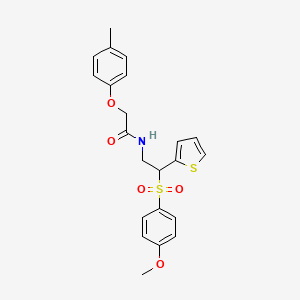 molecular formula C22H23NO5S2 B2523451 N-[2-(4-methoxybenzenesulfonyl)-2-(thiophen-2-yl)ethyl]-2-(4-methylphenoxy)acetamide CAS No. 946297-92-3