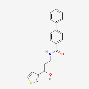 molecular formula C20H19NO2S B2523460 N-(3-hydroxy-3-(thiophen-3-yl)propyl)-[1,1'-biphenyl]-4-carboxamide CAS No. 2034455-82-6