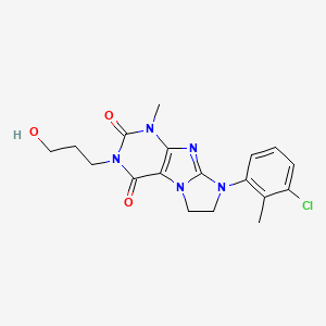 B2523494 8-(3-chloro-2-methylphenyl)-3-(3-hydroxypropyl)-1-methyl-7,8-dihydro-1H-imidazo[2,1-f]purine-2,4(3H,6H)-dione CAS No. 893967-42-5