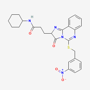 molecular formula C26H27N5O4S B2523512 N-cyclohexyl-3-(5-{[(3-nitrophenyl)methyl]sulfanyl}-3-oxo-2H,3H-imidazo[1,2-c]quinazolin-2-yl)propanamide CAS No. 1041440-74-7