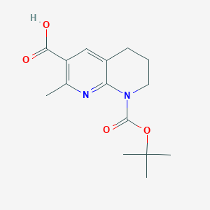 molecular formula C15H20N2O4 B2523517 8-[(tert-butoxy)carbonyl]-2-methyl-5,6,7,8-tetrahydro-1,8-naphthyridine-3-carboxylic acid CAS No. 2445785-70-4