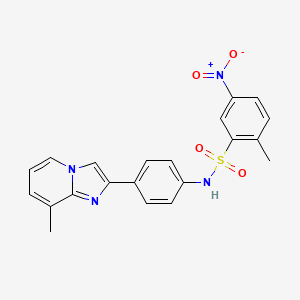 2-methyl-N-(4-(8-methylimidazo[1,2-a]pyridin-2-yl)phenyl)-5-nitrobenzenesulfonamide