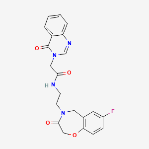 molecular formula C21H19FN4O4 B2523533 N-(2-(7-fluoro-3-oxo-2,3-dihydrobenzo[f][1,4]oxazepin-4(5H)-yl)ethyl)-2-(4-oxoquinazolin-3(4H)-yl)acetamide CAS No. 1903304-95-9