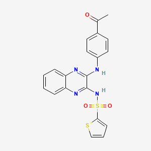 molecular formula C20H16N4O3S2 B2523545 N-{3-[(4-acetylphenyl)amino]quinoxalin-2-yl}thiophene-2-sulfonamide CAS No. 577963-88-3