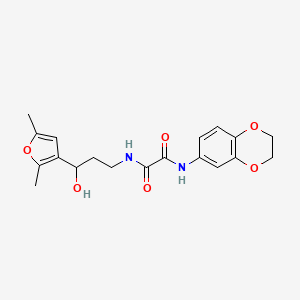 molecular formula C19H22N2O6 B2523597 N'-(2,3-dihydro-1,4-benzodioxin-6-yl)-N-[3-(2,5-dimethylfuran-3-yl)-3-hydroxypropyl]ethanediamide CAS No. 2034606-22-7