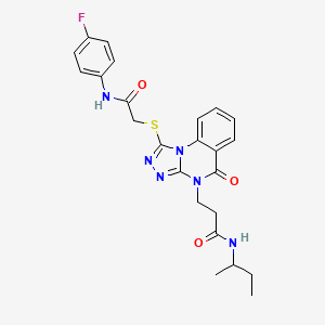 molecular formula C24H25FN6O3S B2523618 N-(butan-2-yl)-3-[1-({[(4-fluorophenyl)carbamoyl]methyl}sulfanyl)-5-oxo-4H,5H-[1,2,4]triazolo[4,3-a]quinazolin-4-yl]propanamide CAS No. 1112434-60-2
