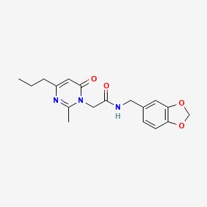 molecular formula C18H21N3O4 B2523648 N-[(2H-1,3-benzodioxol-5-yl)methyl]-2-(2-methyl-6-oxo-4-propyl-1,6-dihydropyrimidin-1-yl)acetamide CAS No. 2310125-55-2