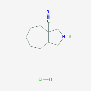 molecular formula C10H17ClN2 B2523672 decahydrocyclohepta[c]pyrrole-3a-carbonitrile hydrochloride CAS No. 2241138-20-3