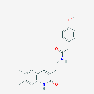 molecular formula C23H26N2O3 B2523685 N-[2-(6,7-dimethyl-2-oxo-1,2-dihydroquinolin-3-yl)ethyl]-2-(4-ethoxyphenyl)acetamide CAS No. 851403-31-1