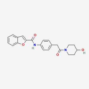 B2523782 N-(4-(2-(4-hydroxypiperidin-1-yl)-2-oxoethyl)phenyl)benzofuran-2-carboxamide CAS No. 1234893-17-4