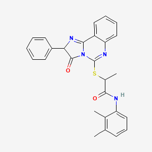 molecular formula C27H24N4O2S B2523802 N-(2,3-dimethylphenyl)-2-((3-oxo-2-phenyl-2,3-dihydroimidazo[1,2-c]quinazolin-5-yl)thio)propanamide CAS No. 1189421-56-4