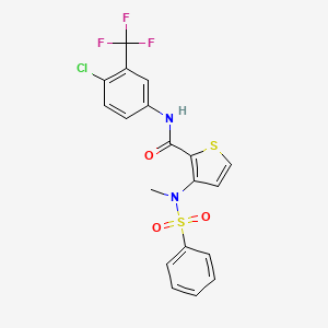 molecular formula C19H14ClF3N2O3S2 B2523818 N-[4-chloro-3-(trifluoromethyl)phenyl]-3-(N-methylbenzenesulfonamido)thiophene-2-carboxamide CAS No. 1115871-78-7