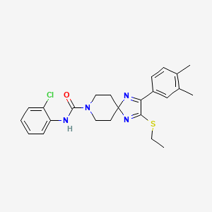 molecular formula C24H27ClN4OS B2523843 N-(2-CHLOROPHENYL)-2-(3,4-DIMETHYLPHENYL)-3-(ETHYLSULFANYL)-1,4,8-TRIAZASPIRO[4.5]DECA-1,3-DIENE-8-CARBOXAMIDE CAS No. 894881-99-3