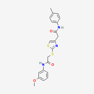 molecular formula C21H21N3O3S2 B2523869 N-(3-methoxyphenyl)-2-((4-(2-oxo-2-(p-tolylamino)ethyl)thiazol-2-yl)thio)acetamide CAS No. 941892-30-4