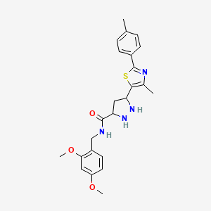molecular formula C24H24N4O3S B2523871 N-[(2,4-dimethoxyphenyl)methyl]-5-[4-methyl-2-(4-methylphenyl)-1,3-thiazol-5-yl]pyrazolidine-3-carboxamide CAS No. 1296272-72-4