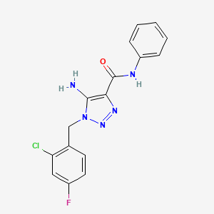 molecular formula C16H13ClFN5O B2523894 5-amino-1-[(2-chloro-4-fluorophenyl)methyl]-N-phenyl-1H-1,2,3-triazole-4-carboxamide CAS No. 902556-90-5