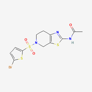 molecular formula C12H12BrN3O3S3 B2523912 N-(5-((5-bromothiophen-2-yl)sulfonyl)-4,5,6,7-tetrahydrothiazolo[5,4-c]pyridin-2-yl)acetamide CAS No. 1351631-27-0