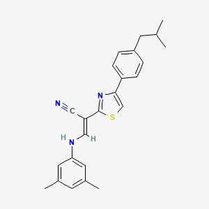 molecular formula C24H25N3S B2523918 (E)-3-((3,5-dimethylphenyl)amino)-2-(4-(4-isobutylphenyl)thiazol-2-yl)acrylonitrile CAS No. 477187-17-0