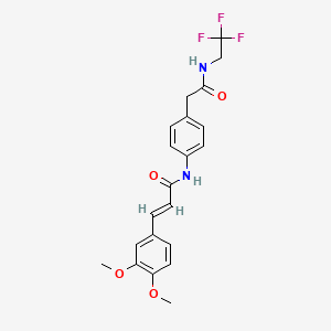 molecular formula C21H21F3N2O4 B2523940 (E)-3-(3,4-dimethoxyphenyl)-N-(4-(2-oxo-2-((2,2,2-trifluoroethyl)amino)ethyl)phenyl)acrylamide CAS No. 1235684-43-1