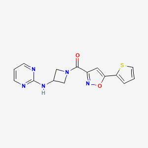 molecular formula C15H13N5O2S B2523952 N-{1-[5-(thiophen-2-yl)-1,2-oxazole-3-carbonyl]azetidin-3-yl}pyrimidin-2-amine CAS No. 2176152-05-7