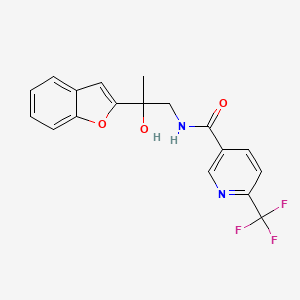 molecular formula C18H15F3N2O3 B2523969 N-[2-(1-benzofuran-2-yl)-2-hydroxypropyl]-6-(trifluoromethyl)pyridine-3-carboxamide CAS No. 2034277-86-4