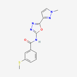 molecular formula C14H13N5O2S B2524005 N-(5-(1-methyl-1H-pyrazol-3-yl)-1,3,4-oxadiazol-2-yl)-3-(methylthio)benzamide CAS No. 1203356-12-0
