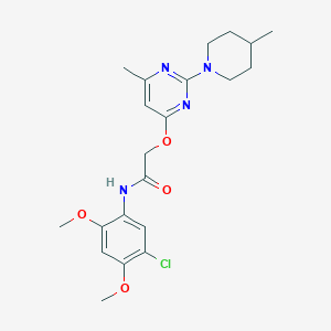 molecular formula C21H27ClN4O4 B2524010 N-(5-chloro-2,4-dimethoxyphenyl)-2-{[6-methyl-2-(4-methylpiperidin-1-yl)pyrimidin-4-yl]oxy}acetamide CAS No. 1029724-20-6