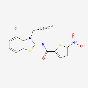 molecular formula C15H8ClN3O3S2 B2524026 N-[(2Z)-4-chloro-3-(prop-2-yn-1-yl)-2,3-dihydro-1,3-benzothiazol-2-ylidene]-5-nitrothiophene-2-carboxamide CAS No. 868377-63-3